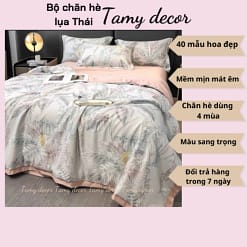 Bộ ga gối chăn hè lụa thái hình hoa sang trọng Tamy Decor » TamyDecor - Chăn ga gối đệm 10 1 » TamyDecor - Chăn ga gối đệm