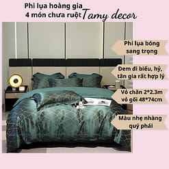 Bộ phi lụa gấm hoàng gia Singapore TamyDecor họa tiết sang trọng ga màu trơn » TamyDecor - Chăn ga gối đệm 11 8 » TamyDecor - Chăn ga gối đệm