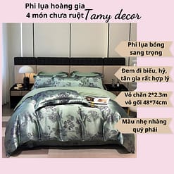 Bộ phi lụa gấm hoàng gia Singapore TamyDecor họa tiết sang trọng ga màu trơn » TamyDecor - Chăn ga gối đệm 12 8 » TamyDecor - Chăn ga gối đệm