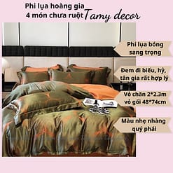 Bộ phi lụa gấm hoàng gia Singapore TamyDecor họa tiết sang trọng ga màu trơn » TamyDecor - Chăn ga gối đệm 13 8 » TamyDecor - Chăn ga gối đệm