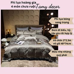 Bộ phi lụa gấm hoàng gia Singapore TamyDecor họa tiết sang trọng ga màu trơn » TamyDecor - Chăn ga gối đệm 14 8 » TamyDecor - Chăn ga gối đệm