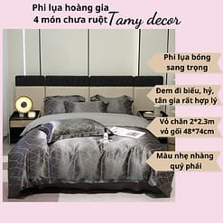 Bộ phi lụa gấm hoàng gia Singapore TamyDecor họa tiết sang trọng ga màu trơn » TamyDecor - Chăn ga gối đệm 15 8 » TamyDecor - Chăn ga gối đệm