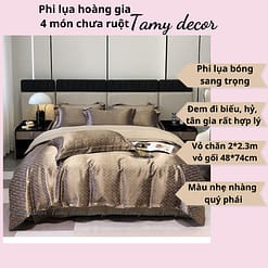 Bộ phi lụa gấm hoàng gia Singapore TamyDecor họa tiết sang trọng ga màu trơn » TamyDecor - Chăn ga gối đệm 17 6 » TamyDecor - Chăn ga gối đệm