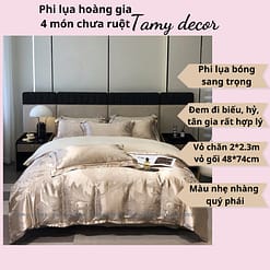 Bộ phi lụa gấm hoàng gia Singapore TamyDecor họa tiết sang trọng ga màu trơn » TamyDecor - Chăn ga gối đệm 18 5 » TamyDecor - Chăn ga gối đệm