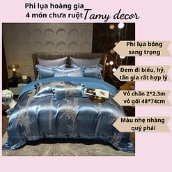 Bộ phi lụa gấm hoàng gia Singapore TamyDecor họa tiết sang trọng ga màu trơn » TamyDecor - Chăn ga gối đệm 19 5 » TamyDecor - Chăn ga gối đệm