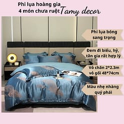 Bộ phi lụa gấm hoàng gia Singapore TamyDecor họa tiết sang trọng ga màu trơn » TamyDecor - Chăn ga gối đệm 20 5 » TamyDecor - Chăn ga gối đệm