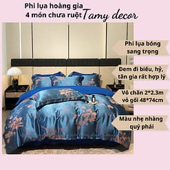 Bộ phi lụa gấm hoàng gia Singapore TamyDecor họa tiết sang trọng ga màu trơn » TamyDecor - Chăn ga gối đệm 21 5 » TamyDecor - Chăn ga gối đệm