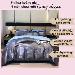 Bộ phi lụa gấm hoàng gia Singapore TamyDecor họa tiết sang trọng ga màu trơn » TamyDecor - Chăn ga gối đệm 24 4 » TamyDecor - Chăn ga gối đệm