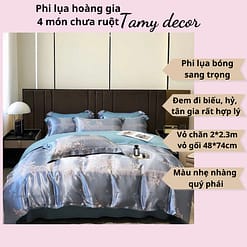 Bộ phi lụa gấm hoàng gia Singapore TamyDecor họa tiết sang trọng ga màu trơn » TamyDecor - Chăn ga gối đệm 25 4 » TamyDecor - Chăn ga gối đệm