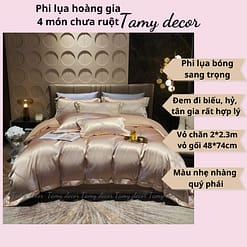 Bộ phi lụa gấm hoàng gia Singapore TamyDecor họa tiết sang trọng ga màu trơn » TamyDecor - Chăn ga gối đệm 26 4 » TamyDecor - Chăn ga gối đệm