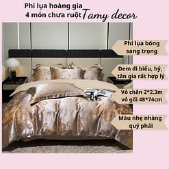 Bộ phi lụa gấm hoàng gia Singapore TamyDecor họa tiết sang trọng ga màu trơn » TamyDecor - Chăn ga gối đệm 33 4 » TamyDecor - Chăn ga gối đệm