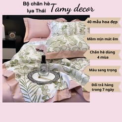 Bộ ga gối chăn hè lụa thái hình hoa sang trọng Tamy Decor » TamyDecor - Chăn ga gối đệm 34 1 » TamyDecor - Chăn ga gối đệm