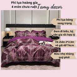 Bộ phi lụa gấm hoàng gia Singapore TamyDecor họa tiết sang trọng ga màu trơn » TamyDecor - Chăn ga gối đệm 35 6 » TamyDecor - Chăn ga gối đệm
