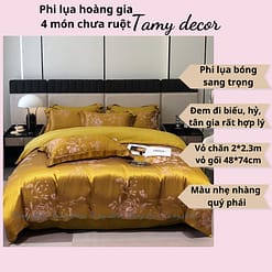 Bộ phi lụa gấm hoàng gia Singapore TamyDecor họa tiết sang trọng ga màu trơn » TamyDecor - Chăn ga gối đệm 36 5 » TamyDecor - Chăn ga gối đệm