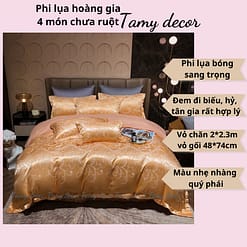 Bộ phi lụa gấm hoàng gia Singapore TamyDecor họa tiết sang trọng ga màu trơn » TamyDecor - Chăn ga gối đệm 37 5 » TamyDecor - Chăn ga gối đệm