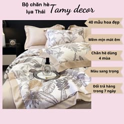 Bộ ga gối chăn hè lụa thái hình hoa sang trọng Tamy Decor » TamyDecor - Chăn ga gối đệm 38 1 » TamyDecor - Chăn ga gối đệm
