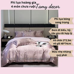 Bộ phi lụa gấm hoàng gia Singapore TamyDecor họa tiết sang trọng ga màu trơn » TamyDecor - Chăn ga gối đệm 4 10 » TamyDecor - Chăn ga gối đệm