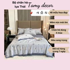 Bộ ga gối chăn hè lụa thái hình hoa sang trọng Tamy Decor » TamyDecor - Chăn ga gối đệm 44 1 » TamyDecor - Chăn ga gối đệm