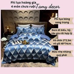 Bộ phi lụa gấm hoàng gia Singapore TamyDecor họa tiết sang trọng ga màu trơn » TamyDecor - Chăn ga gối đệm 5 8 » TamyDecor - Chăn ga gối đệm