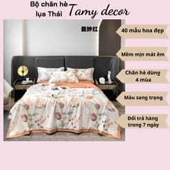 Bộ ga gối chăn hè lụa thái hình hoa sang trọng Tamy Decor » TamyDecor - Chăn ga gối đệm 54 1 » TamyDecor - Chăn ga gối đệm
