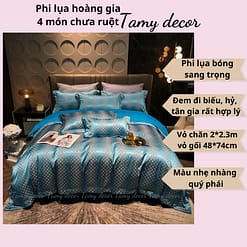Bộ phi lụa gấm hoàng gia Singapore TamyDecor họa tiết sang trọng ga màu trơn » TamyDecor - Chăn ga gối đệm 6 9 » TamyDecor - Chăn ga gối đệm