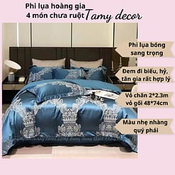 Bộ phi lụa gấm hoàng gia Singapore TamyDecor họa tiết sang trọng ga màu trơn » TamyDecor - Chăn ga gối đệm 9 9 » TamyDecor - Chăn ga gối đệm