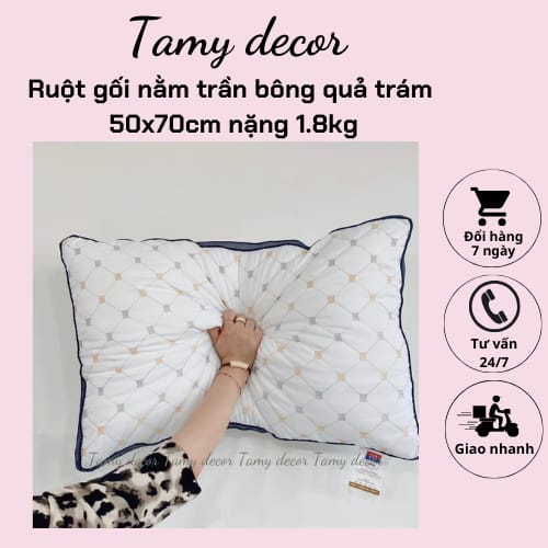 Ruột gối trần bông quả trám cao cấp vỏ gối cotton 100% TamyDecor kích thước 50*70cm » TamyDecor - Chăn ga gối đệm 16 5 » TamyDecor - Chăn ga gối đệm