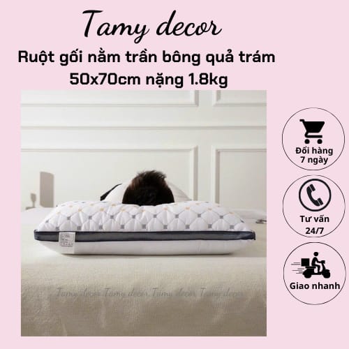 Ruột gối trần bông quả trám cao cấp vỏ gối cotton 100% TamyDecor kích thước 50*70cm » TamyDecor - Chăn ga gối đệm 17 5 » TamyDecor - Chăn ga gối đệm