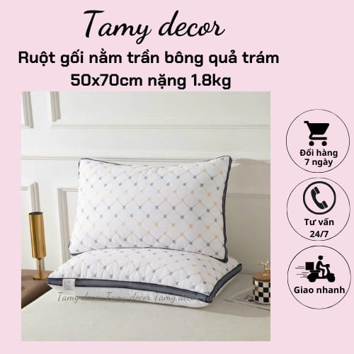 Ruột gối trần bông quả trám cao cấp vỏ gối cotton 100% TamyDecor kích thước 50*70cm » TamyDecor - Chăn ga gối đệm 18 4 » TamyDecor - Chăn ga gối đệm