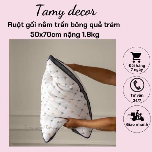 Ruột gối trần bông quả trám cao cấp vỏ gối cotton 100% TamyDecor kích thước 50*70cm » TamyDecor - Chăn ga gối đệm 19 4 » TamyDecor - Chăn ga gối đệm