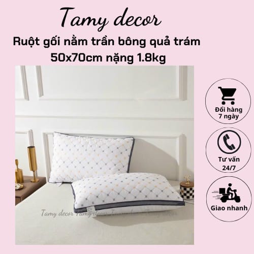 Ruột gối trần bông quả trám cao cấp vỏ gối cotton 100% TamyDecor kích thước 50*70cm » TamyDecor - Chăn ga gối đệm 20 4 » TamyDecor - Chăn ga gối đệm