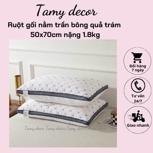 Ruột gối trần bông quả trám cao cấp vỏ gối cotton 100% TamyDecor kích thước 50*70cm » TamyDecor - Chăn ga gối đệm 22 4 » TamyDecor - Chăn ga gối đệm