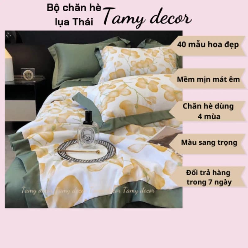 Bộ ga gối chăn hè lụa thái hình hoa sang trọng Tamy Decor » TamyDecor - Chăn ga gối đệm 29 1 » TamyDecor - Chăn ga gối đệm