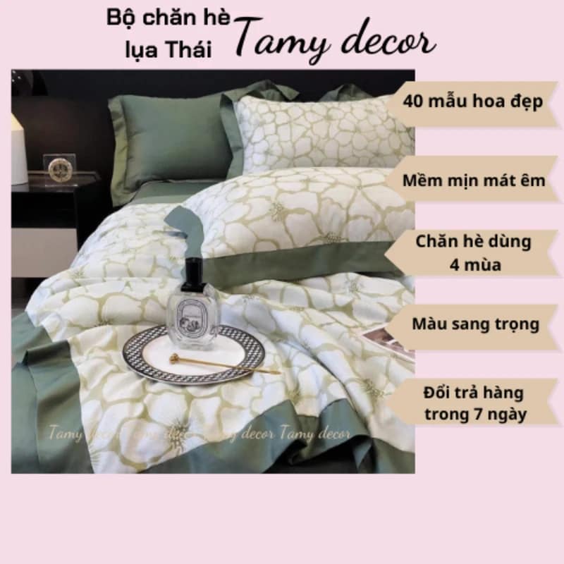 Bộ ga gối chăn hè lụa thái hình hoa sang trọng Tamy Decor » TamyDecor - Chăn ga gối đệm 31 1 » TamyDecor - Chăn ga gối đệm