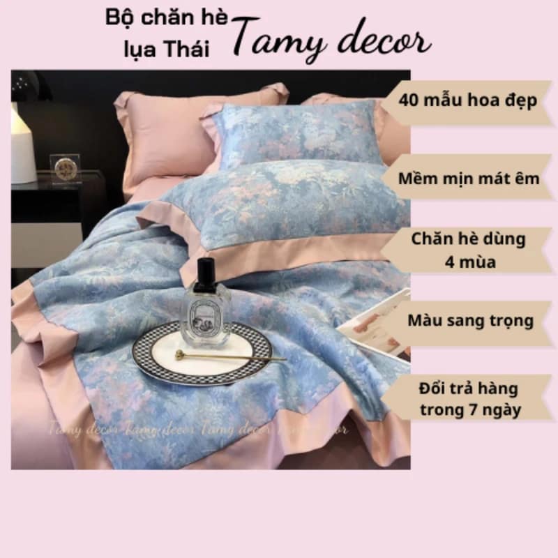 Bộ ga gối chăn hè lụa thái hình hoa sang trọng Tamy Decor » TamyDecor - Chăn ga gối đệm 32 1 » TamyDecor - Chăn ga gối đệm