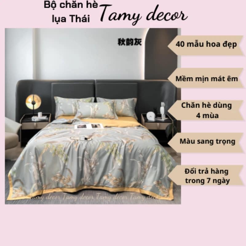 Bộ ga gối chăn hè lụa thái hình hoa sang trọng Tamy Decor » TamyDecor - Chăn ga gối đệm 51 1 » TamyDecor - Chăn ga gối đệm