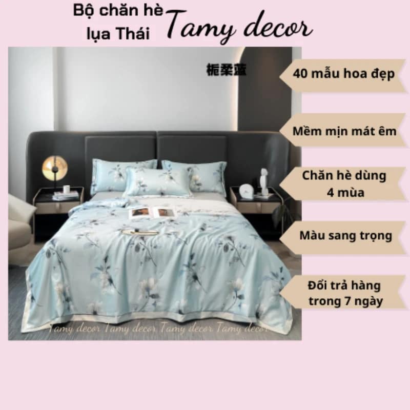 Bộ ga gối chăn hè lụa thái hình hoa sang trọng Tamy Decor » TamyDecor - Chăn ga gối đệm 53 1 » TamyDecor - Chăn ga gối đệm